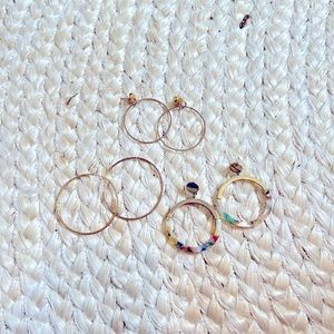 Earrings women’s jewelry lot gold tone hoops gold plated acrylic